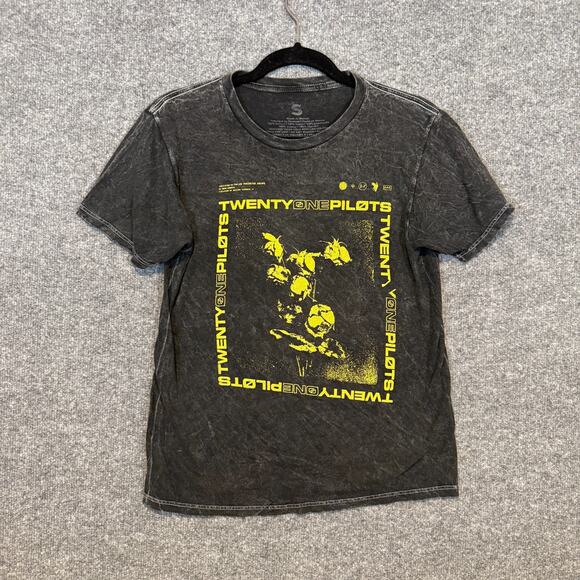 Twenty One Pilots Shirt Adult Small Gray Wilted Roses Tshirt Acid Wash Music - Picture 1 of 9